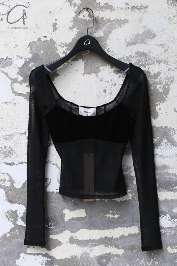 PengTai 24 Autumn and Winter Velvet Mesh Long Sleeve Top PT-PTW24A02-1